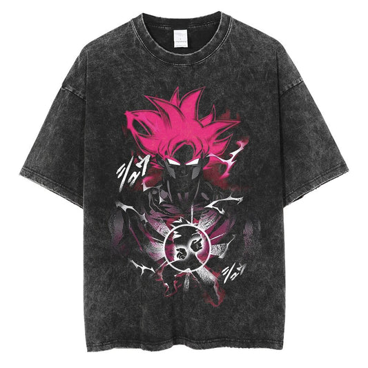 Goku Super Saiyan God Oversized Acid Wash Tee