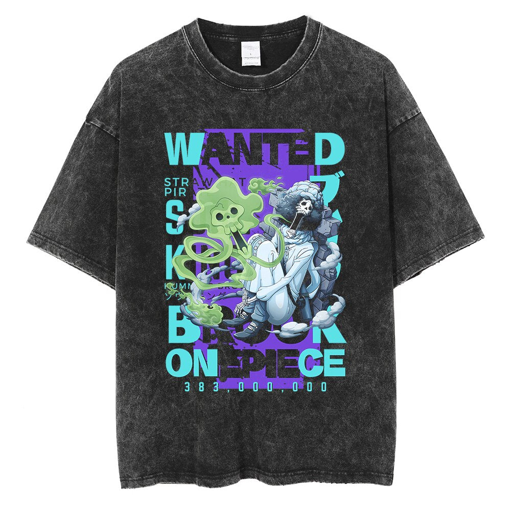 One Piece Brook Wanted Poster Oversized Vintage Tee