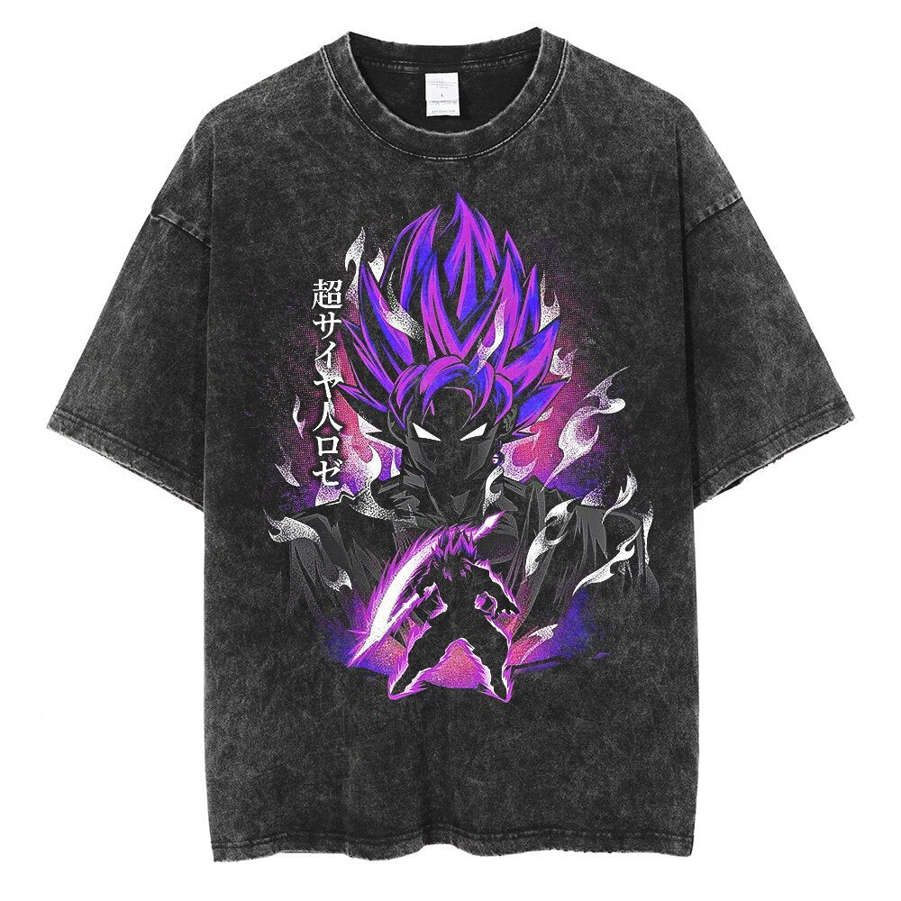 Goku Purple Super Saiyan Oversized Acid Wash Tee