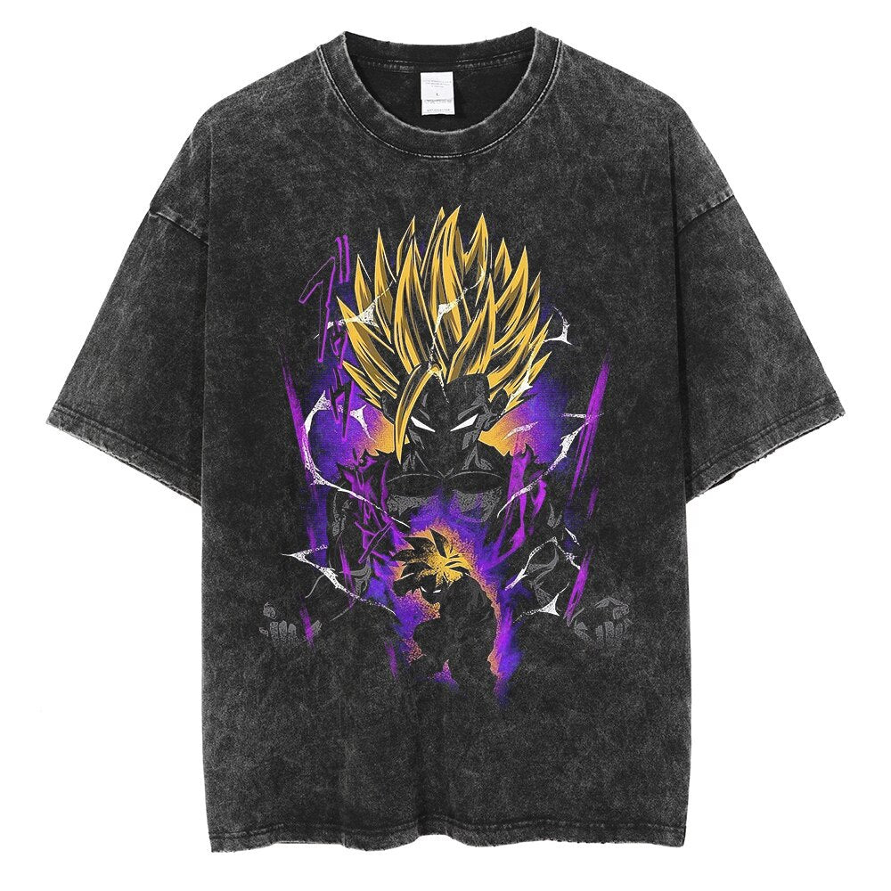 Unisex Gohan Super Saiyan 2 Oversized Acid Wash Tee