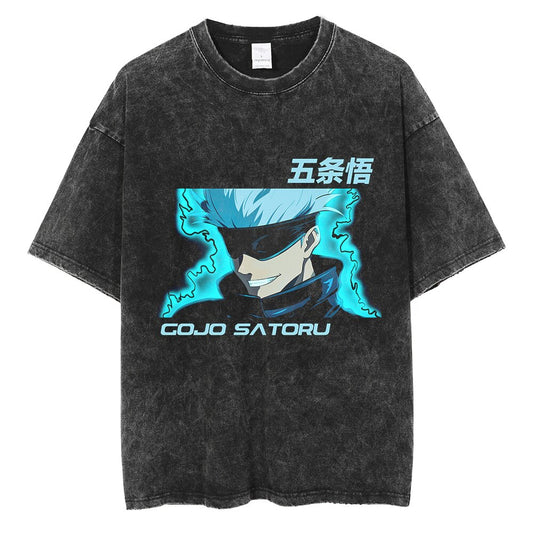 Jujutsu Kaisen Gojo Saturo Cursed Energy Oversized Vintage Tee