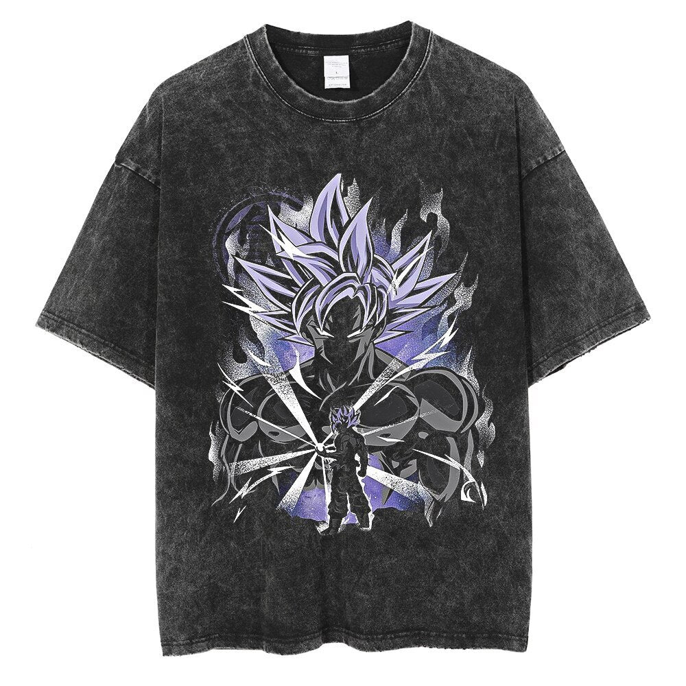 Unisex Goku Ultra Instinct Oversized Acid Wash Tee